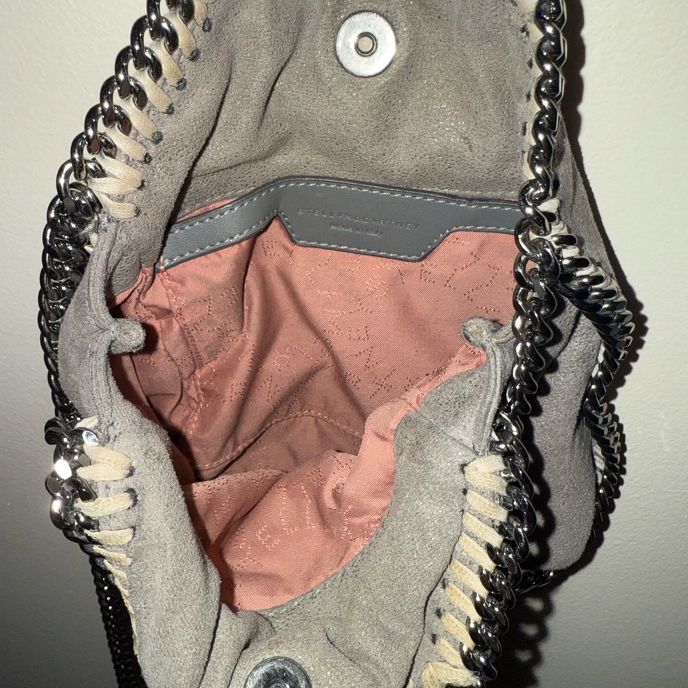 Stella McCartney Falabella Tiny Tote Authentic in Gray Vegan Suede - Picture 12 of 13